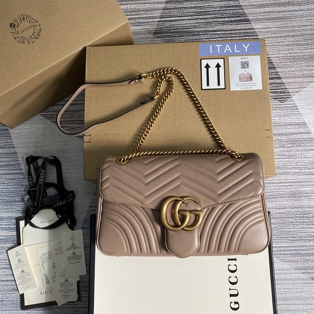 GG original calfskin marmont medium shoulder bag 443496 taupe