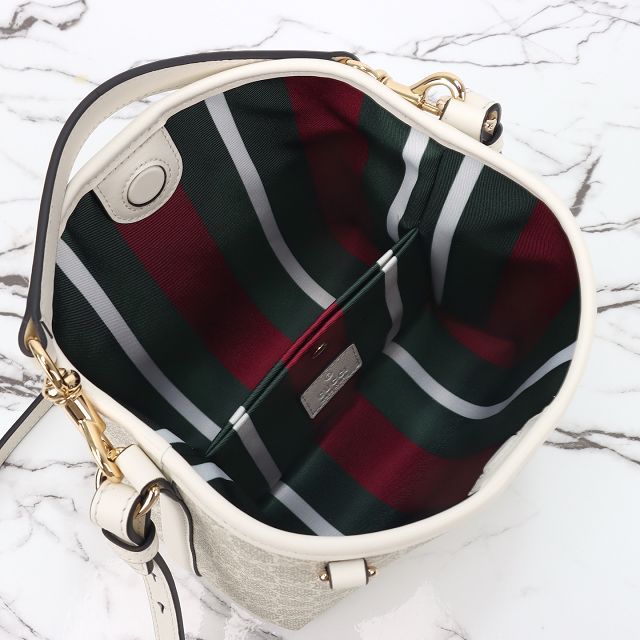 GG original canvas emblem mini bucket bag 815118 white