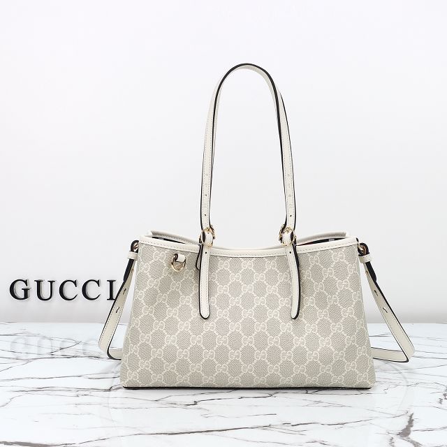 GG original canvas emblem small tote bag 815214 white