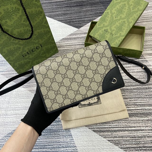 GG original canvas emblem wallet with strap 820688