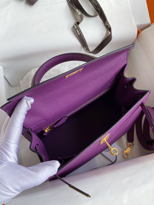Hermes original epsom leather kelly 32 bag K32-1 anemone