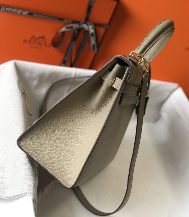Hermes original epsom leather kelly 32 bag K32-1 grey tourterelle