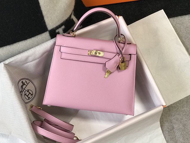 Hermes original epsom leather kelly 25 bag K25-1 mauve sylvestre