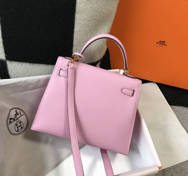 Hermes original epsom leather kelly 25 bag K25-1 mauve sylvestre