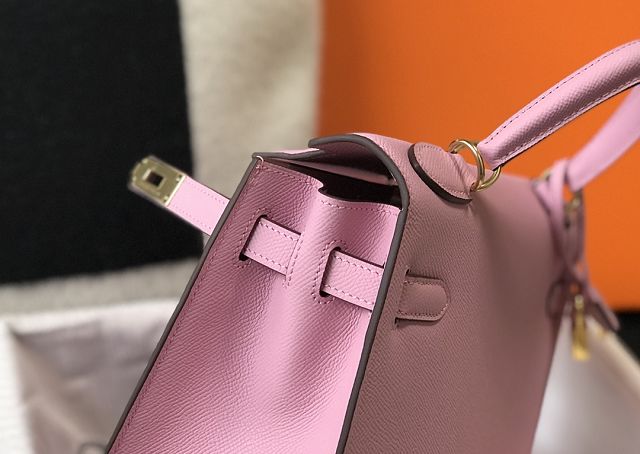 Hermes original epsom leather kelly 25 bag K25-1 mauve sylvestre