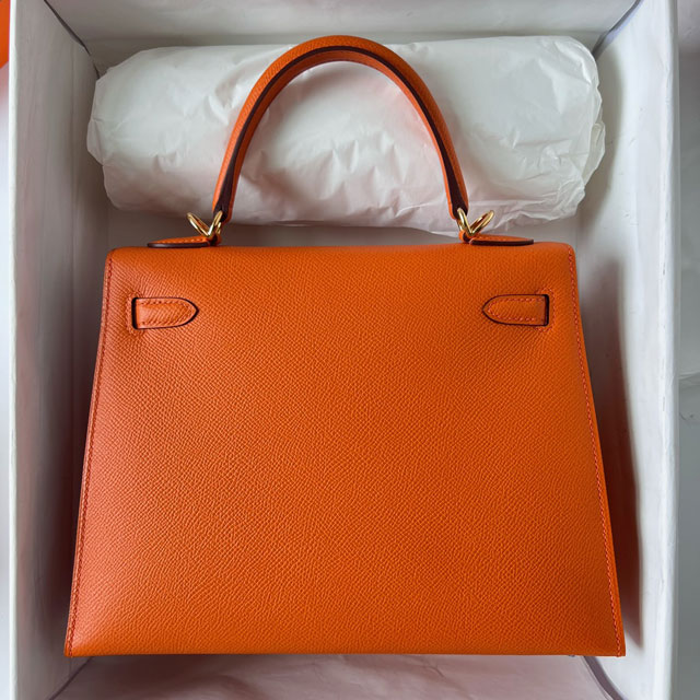 Hermes original epsom leather kelly 32 bag K32-1 orange