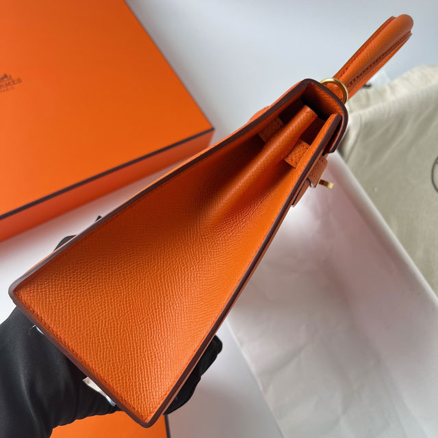 Hermes original epsom leather kelly 32 bag K32-1 orange