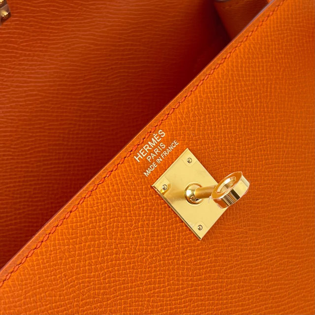 Hermes original epsom leather kelly 32 bag K32-1 orange