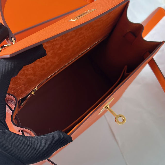 Hermes original epsom leather kelly 32 bag K32-1 orange