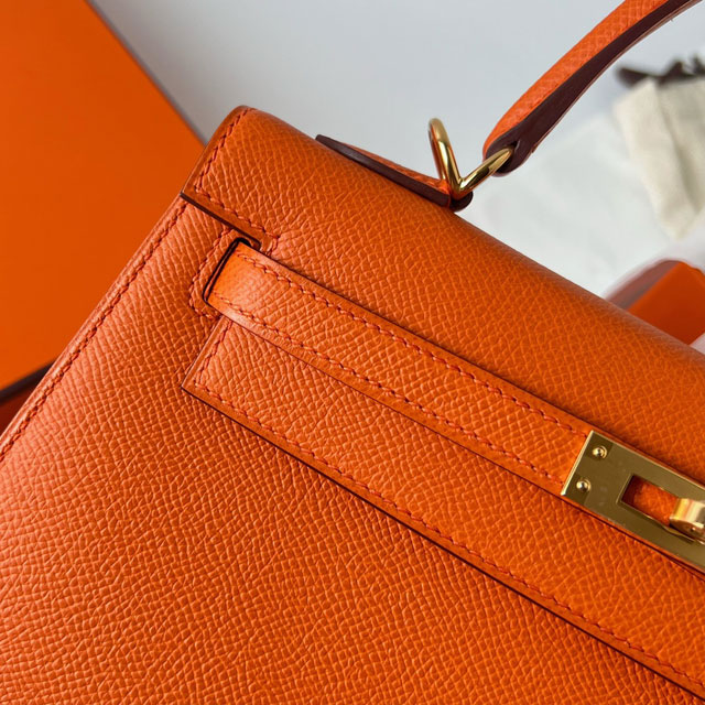 Hermes original epsom leather kelly 32 bag K32-1 orange