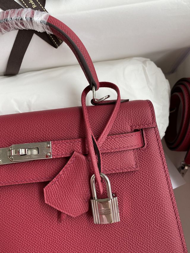 Hermes original epsom leather kelly 32 bag K32-1 ruby