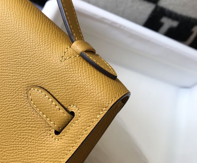 Hermes original epsom leather mini kelly 22 clutch K012 amber