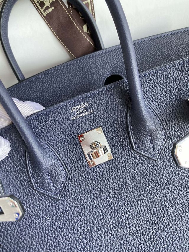 Hermes original togo leather birkin 25 bag H25-1 blue nuit