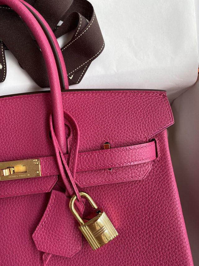 Hermes original togo leather birkin 25 bag H25-1 fuschia