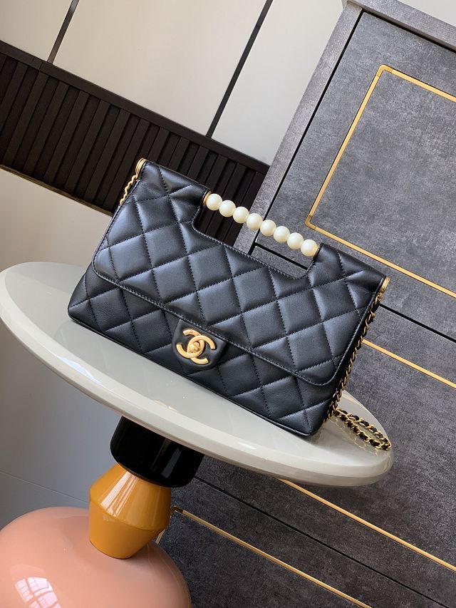 CC original lambskin medium tote bag AS5390 black