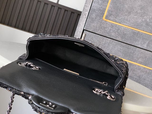 CC original sequins mini flap bag A69900 black