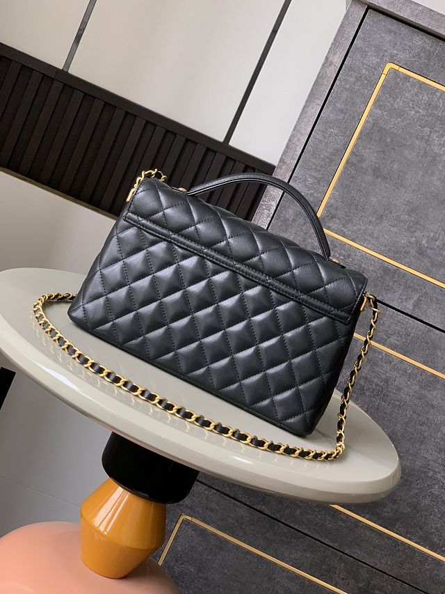 CC original lambskin medium top handle flap bag AS5356 black