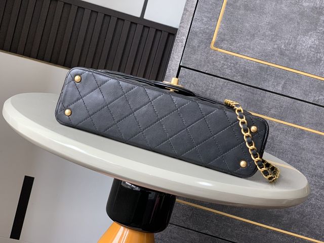 CC original lambskin medium top handle flap bag AS5356 black