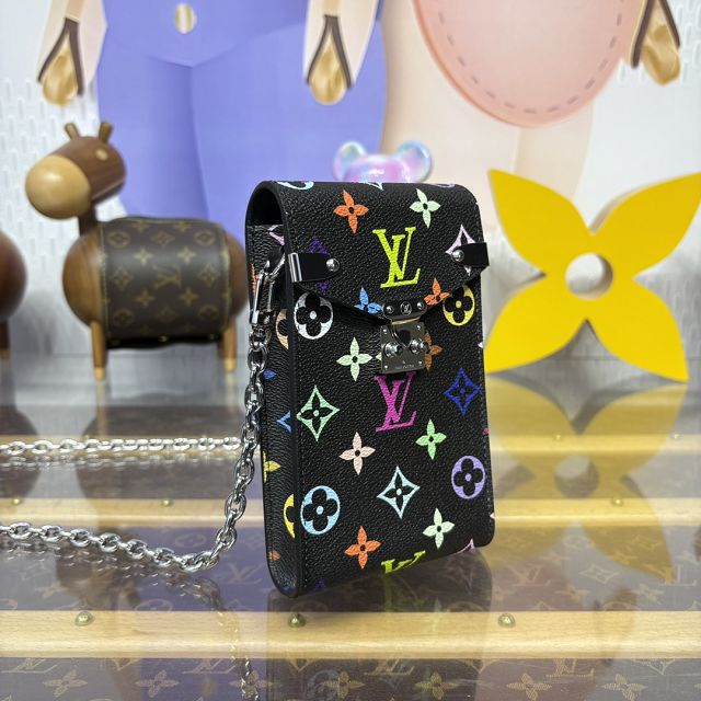 Louis vuitton multicolored canvas phone pouch metis M14098 black