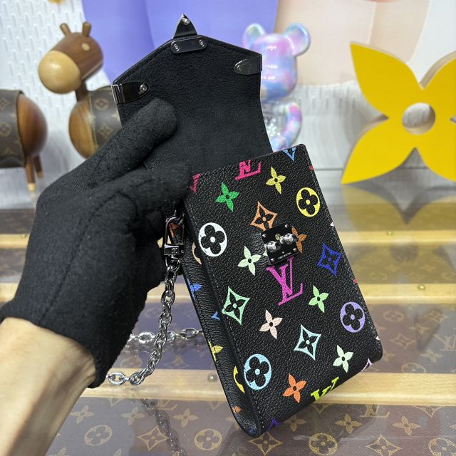 Louis vuitton multicolored canvas phone pouch metis M14098 black