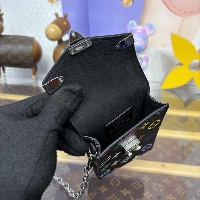 Louis vuitton multicolored canvas phone pouch metis M14098 black