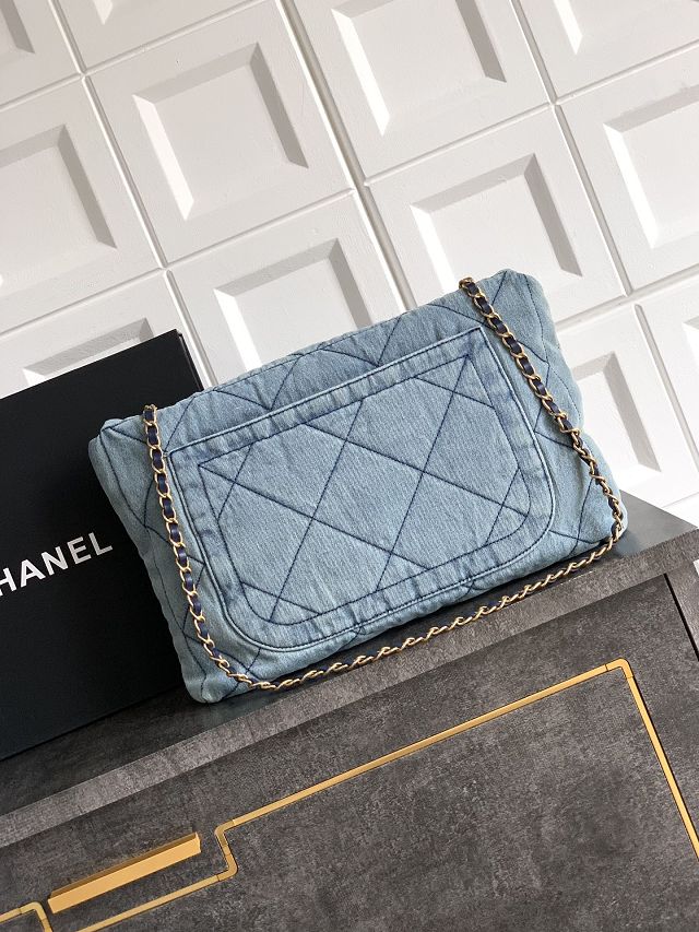CC original denim large flap bag AS5011 blue