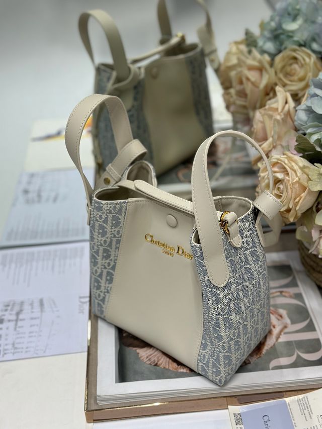 Dior original calfskin&fabric small signature bucket bag M2840 blue
