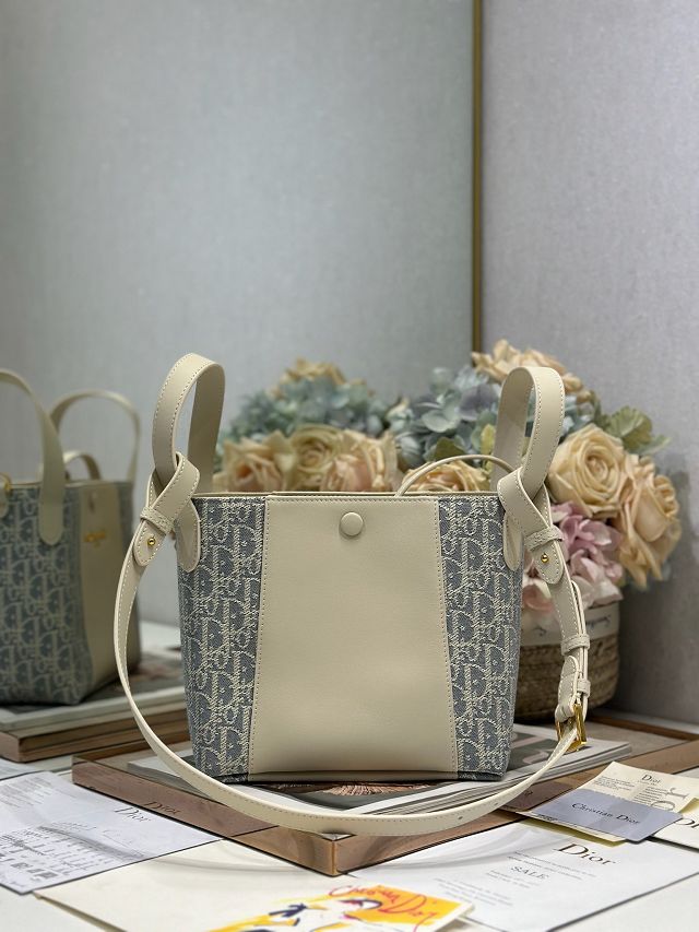 Dior original calfskin&fabric small signature bucket bag M2840 blue