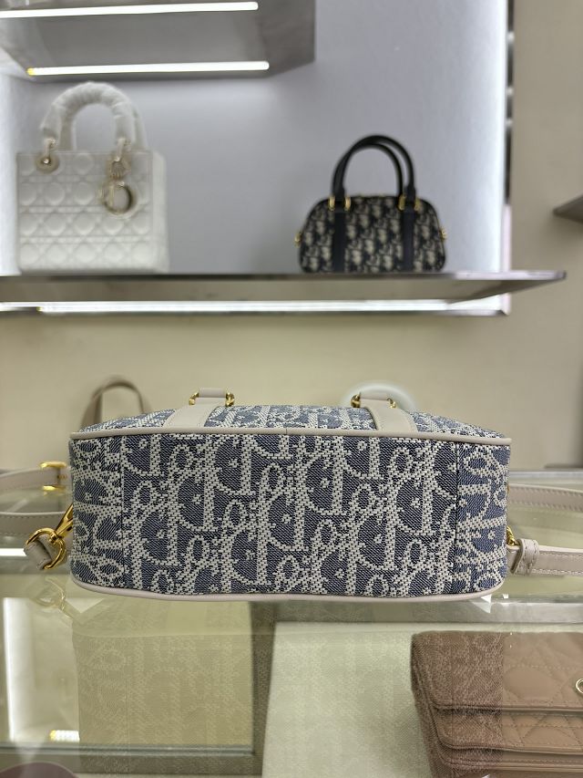 Dior original fabric mini D-vibe bowling bag S2388 blue