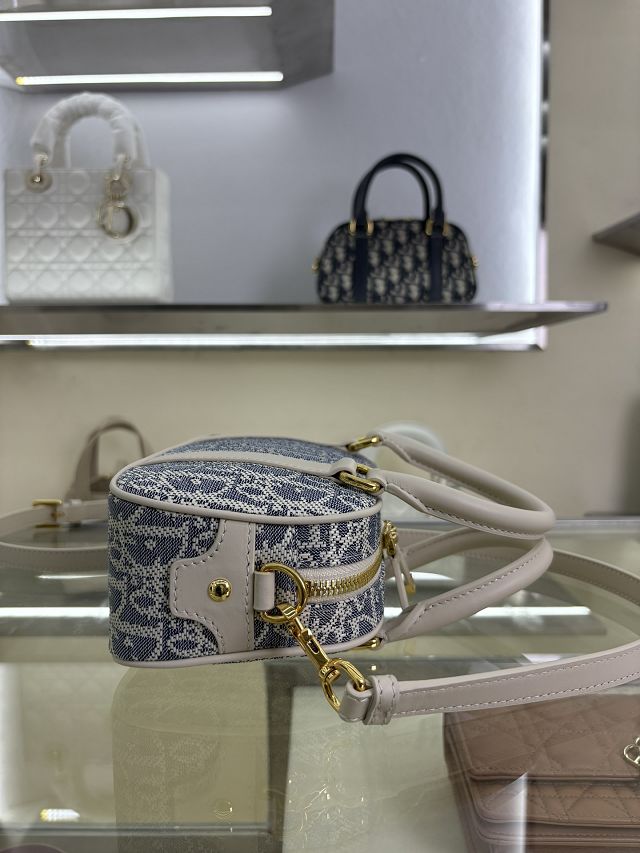 Dior original fabric mini D-vibe bowling bag S2388 blue