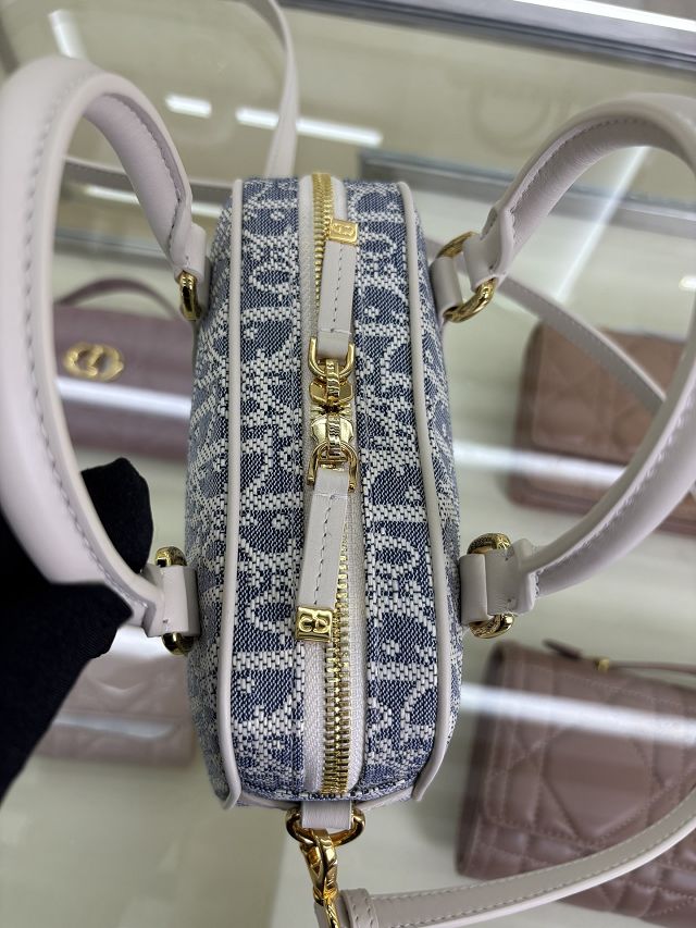 Dior original fabric mini D-vibe bowling bag S2388 blue