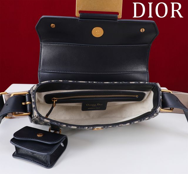 Dior original fabric&calfskin small streetchic bag M3913 blue