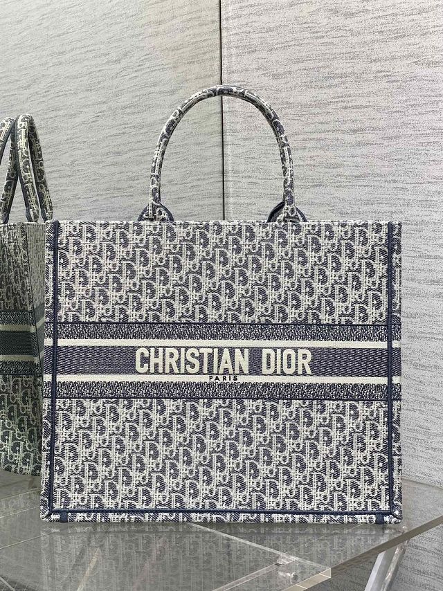 Dior original fabric large book tote bag M1286 blue