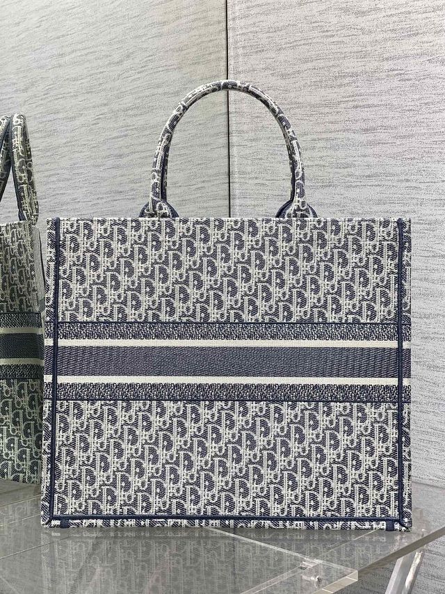 Dior original fabric large book tote bag M1286 blue