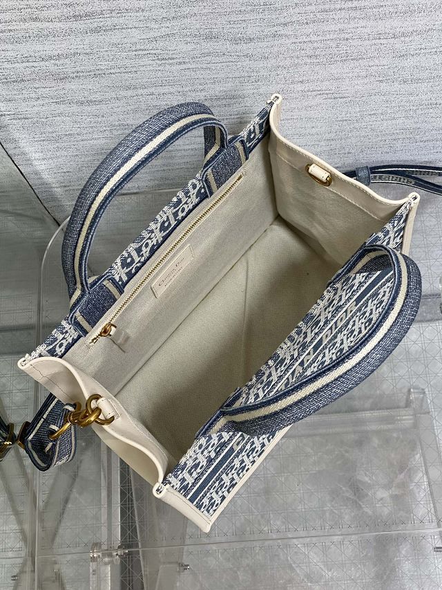 Dior original fabric small book tote bag M1325 blue