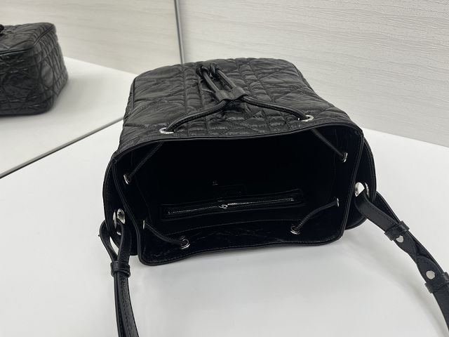 Dior original crinkled lambskin medium D-motion bag M2852 black