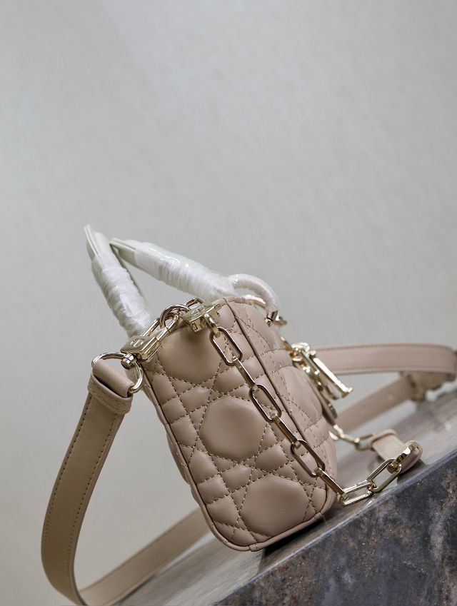Dior original lambskin medium lady D-joy bag M0540 beige&white
