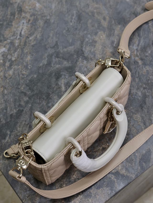 Dior original lambskin medium lady D-joy bag M0540 beige&white