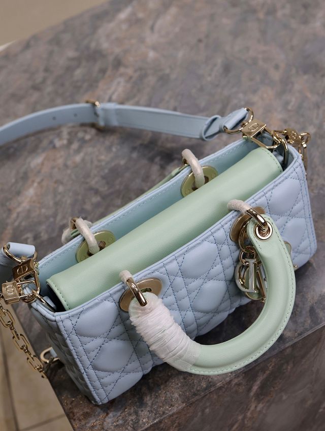 Dior original lambskin medium lady D-joy bag M0540 blue&green