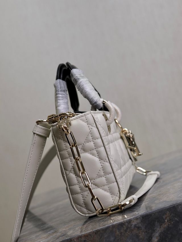 Dior original lambskin medium lady D-joy bag M0540 white&black