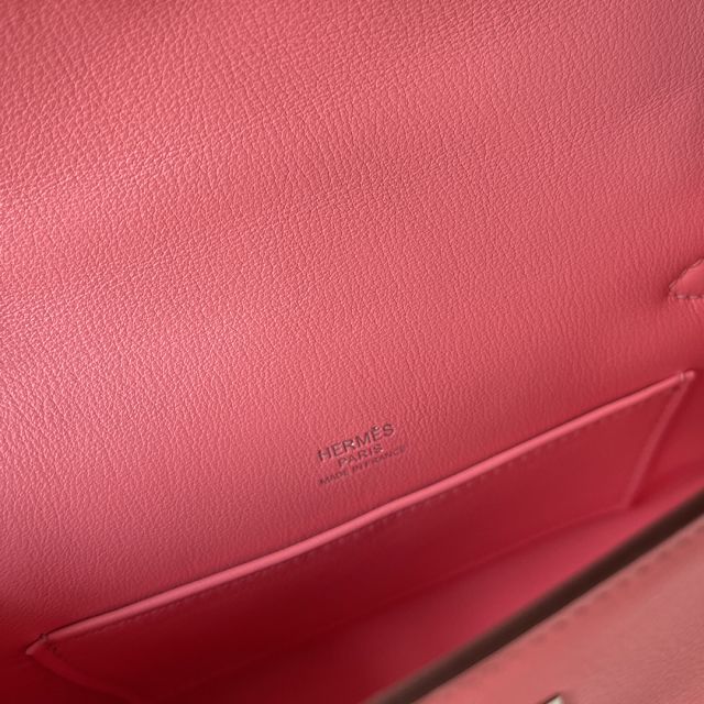 Hermes original swift leather mini kelly 22 clutch K0012 rose dete
