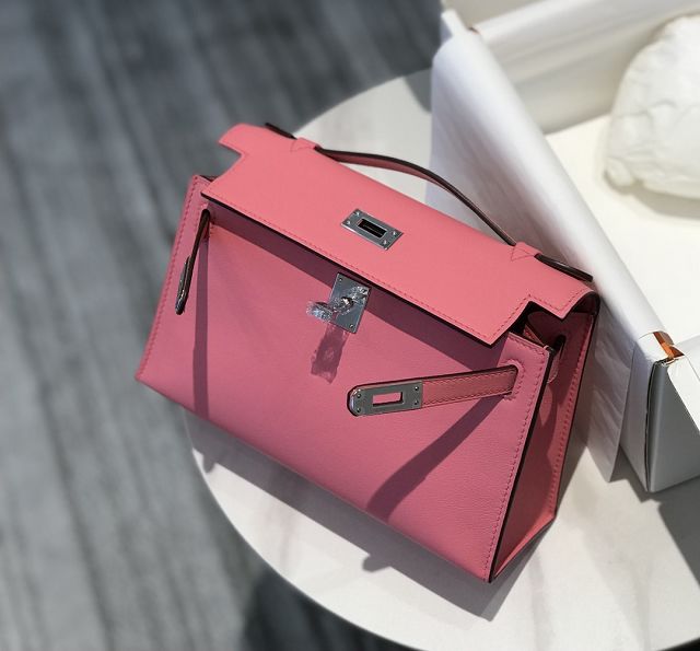 Hermes original swift leather mini kelly 22 clutch K0012 rose lipstick