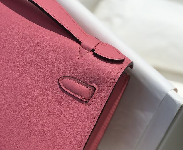 Hermes original swift leather mini kelly 22 clutch K0012 rose lipstick