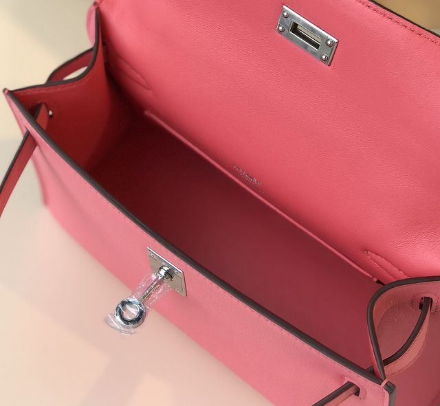 Hermes original swift leather mini kelly 22 clutch K0012 rose lipstick