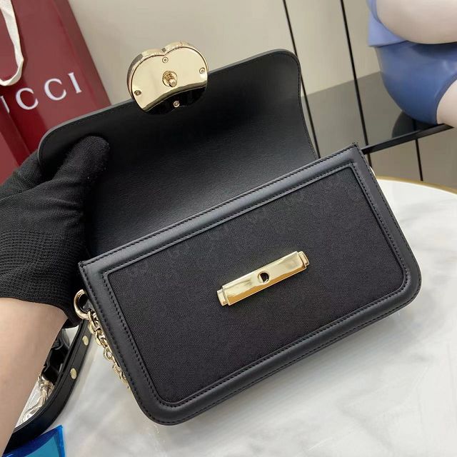 GG original denim go small shoulder bag 826761 black