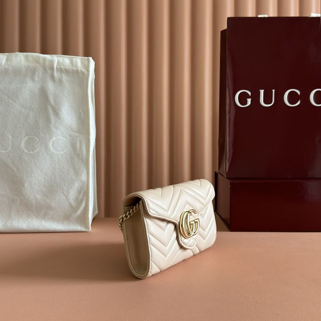 GG original calfskin marmont wallet on chain 837745 beige