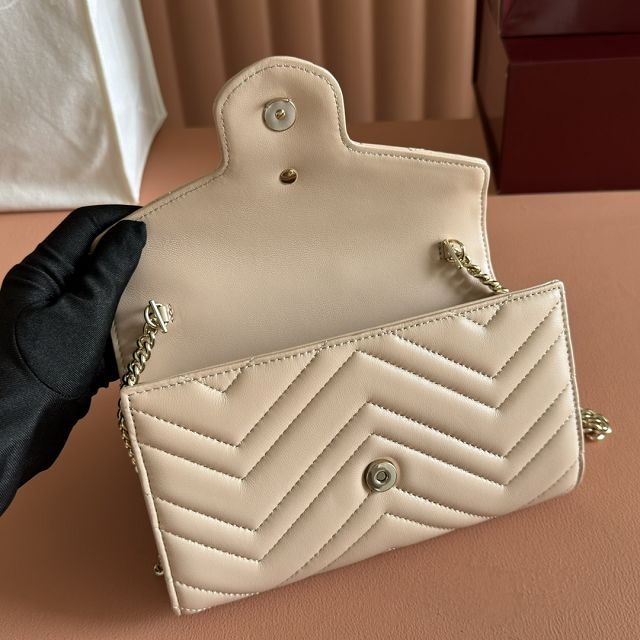 GG original calfskin marmont wallet on chain 837745 beige