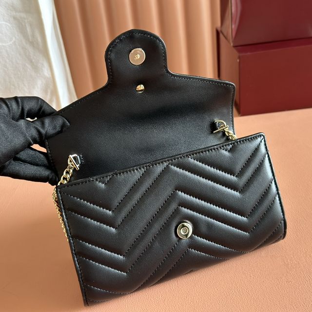 GG original calfskin marmont wallet on chain 837745 black
