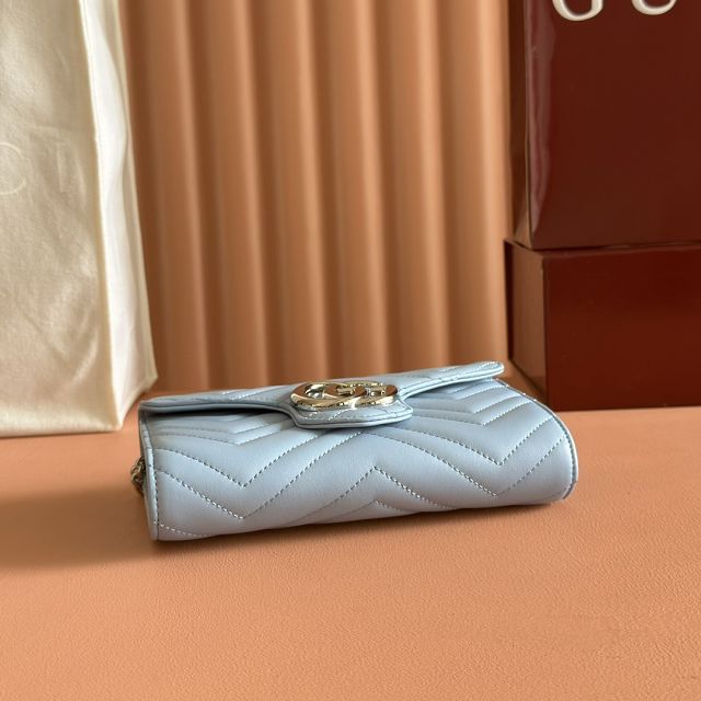 GG original calfskin marmont wallet on chain 837745 blue
