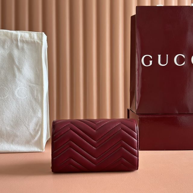 GG original calfskin marmont wallet on chain 837745 bordeaux